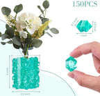 DomeStar Teal Fake Ice Rocks, 150PCS Acrylic Gems Crystals Plastic Shamrock Diamonds Centerpiece for Vase Fillers DIY Craft Wedding Party Table Scatter Decorations