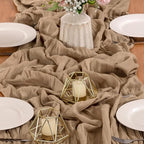 MLMW 6 Pack Fall Table Runner Boho Nude Brown Cheesecloth Table Runner Autumn Gauze Rustic Tan Cheese Cloth 160 inch 13.3ft for Thanksgiving Wedding Party Baby Bridal Shower Birthday