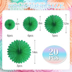 20 Pcs Green Hanging Paper Fan, Round Paper Fans Decorations Set for Weddings, Birthdays, Engagement, Bridal Shower, Baby Shower Event, Graduation, Party Supplies Decor