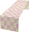 Hippie Table Runner Retro Geometric Square Purple Grid 60s70s Style Kitchen Restaurant Decoration for Indoor and Outdoor Wedding Party Table Runner 13x70 Inch