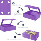 Purple Large Gift Boxes with Window, 13.5"x9"x4.3" Bridesmaid Boxe for Gift Giving,Birthday Gift Box with Magnetic,Closure Lid Gift Boxes for Presents,Cute Boxe,Luxury for Gift Packaging,Gift Box for Wrapping Gifts