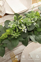 Ling's Moment Flower Garland - 6FT Eucalyptus & Rose - Sweetheart Table Decor for Wedding Reception, Artificial Floral Garland for Mantle, Spring Garden Ceremony, Christmas Decoration, Ivory White
