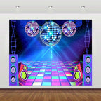 Dance Party Backdrop Retro 80s 90s Theme Stage Dance Ball Music Birthday Party Decoration DJ Photography Background 10 x 8 ft for Baby Shower Picture Photo Shoot Polyester Fabric