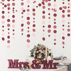 Burgundy Dusty Pink Decorations Circle Dot Garland Maroon Pink Hanging Polka Dot Streamer Banner for Wedding Birthday Bridal Shower Engagement Baby Shower Graduation Anniversary Garnet Party Supplies