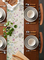 Vintage Wildflowers Cotton Linen Table Runner for Dining Kitchen, Wedding Outdoor Party Tablerunners Decoration, Farm Floral Pink Botanical Plants Dresser Scarf Coffee Tablecloth Runners 13x108 Inches