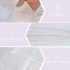 White Iridescent Sequin Table Runners 10 Packs 12x72 Inches Glitter Sparkly Table Runner for Birthday Wedding Party Baby Shower Event Decorations