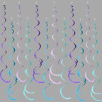 36 Pcs Mermaid Hanging Swirl Decorations Teal Purple Felt Swirl Streamer Spiral Ceiling Decorations Garland for Little Mermaid Under The Sea Birthday Wedding Bridal Shower Baby Shower Party Supplies