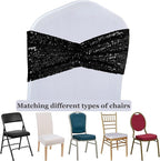 SquarePie Pack of 100 Chair Sashes Sparkly Black Sequin Bands for Wedding Party Banquet Home Decor