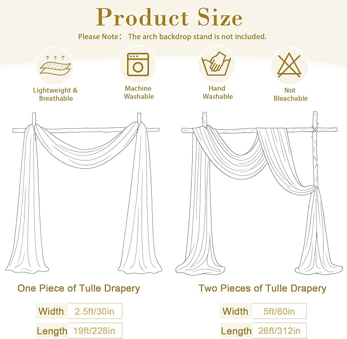 Wedding Arch Draping Fabric Backdrop 2 Panel 30" x 19Ft Dusty Rose Drapes Curtains for Wedding Reception Sheer Tulle Backdrop Curtain for Ceremony Birthday Party Baby Shower Arbor Ceiling Decorations