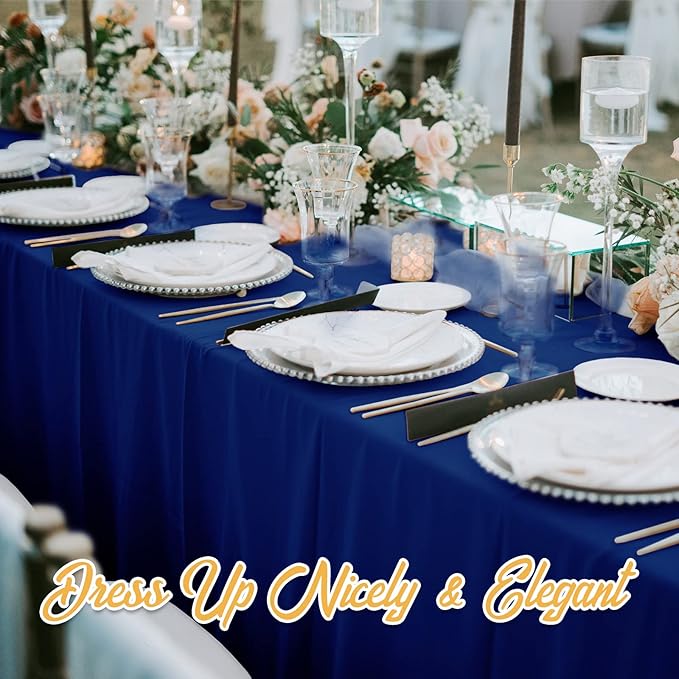 BRILLMAX 6 Pack Navy Blue Tablecloths 70 x 120 Inch for 6ft or 8ft Rectangle Tables - Rectangular Bulk Linen Polyester Fabric Washable Cloth Cover for Wedding Reception Banquet Birthday Party