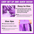 6 Pack Light Purple Foil Fringe Curtains Backdrop, 3.28 x 8.2 Ft Metallic Streamers Tinsel Curtains Background for Photo Booth, Birthday, Weddings, Carnivals, Graduation, Themed Party Decorations