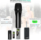 Bietrun Wireless Microphone Dynamic Mic System with Rechargeable Receiver, 1/4" Output, for Karaoke, Church, Speech, Wedding, Party Singing(160 ft Range)-Auto Connect