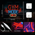 Lucunstar Gym Mode Neon Sign,Red LED Neon Light for Wall Decor,Dimmable Switch USB Powered with LED Lights for Bussness Man Cave,Dumbbell Gym Club Decor