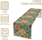 Boho Floral Table Runner,Vintage Bohemian Style Table Runner for Kitchen Dining Table Home Party Decoration 13x36 Inch