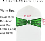 50 Pcs Chair Sashes Sequin Stretch Chair Bands Spandex Polyester Bows for Party Hotel Wedding Banquets Decoration - Green