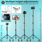 MACTREM 22" Foldable Ring Light with Stand for iPhone ipad, 75" Tripod with Wheels 50W 6500K LED Display/2 USB Ports Large Ringlight Rolling, Tattoo Barber Makeup Studio Video Photography Lighting