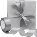 Gray Solid Satin Ribbon 1-1/2 Inch 25 Yards Solid Polyester Fabric Ribbon for Gift Wrapping Wedding Christmas Baby Shower Birthday Party Decoration Handmade Immortal Flower Craft