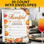 Thanksgiving Party Invitations, Fall Pumpkins Friendsgiving Thanksgiving Dinner Party Fill in Invites Cards With Envelopes (20 Count) Double Sided Design, Let's be Thankful Together