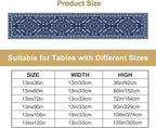Boho Floral Vintage Table Runner, Retro Morris Abstract Blue Flower Rustic Country Farmhouse Pattern for Home Kitchen Table Decor Dining Coffee Room Wedding Party Decor 13x108in