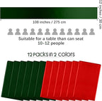Aneco 12 Pack Christmas Satin Table Runner 12 x 108 Inch Xmas Red, Black Green Long Wedding Satin Silk Table Runner for Wedding Banquet Graduations Birthday Christmas Party Decoration