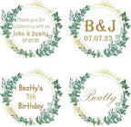 Custom Stickers for Weddings, Birthdays & Businesses - Personalized Labels with Your Logo - Waterproof, Fade and Heat Resistant - Pack of 100-1000 (Wreath V, 2.5 Inch)