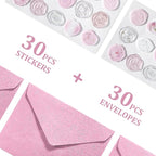 30 Pieces A6 Envelopes with 30 Seal Stickers, 6.32 x 4.45 inch Envelopes for 4 x 6 Wedding Invitation Cards, Greeting Cards, Graduation, Birthday Party Invitations, Pink.