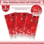 3Pieces Merry Christmas Tablecloth Plastic Christmas Tree Ball Table Cover Rectangle Winter Snowflake Tablecloth for Merry Christmas Holiday New Year Eve Party Decorations Supplies,54x108inch