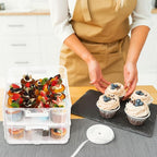 36 Cupcakes Carrier 2-layer for Cake Container Cupcake Holder with Lid and Handle Detachable Dessert Dessert Small Snack for Party Storage Container