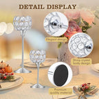 Crystal Candle Holders Set of 16 for Wedding Centerpieces Gold Or Silver Candle Holders Bulk Decorative Tealight Candle Holder for Wedding, Party,Table Centerpieces Decoration (Silver, 4Sets(12 Pcs))