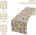 Spring Floral Table Runner, Boho Floral Pattern Natural Plant Table Decoration for Home Kitchen Restaurant Holiday Party,13in（33cm） W * 72in（184cm） L