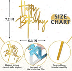 1PCS Gold Birthday Cake Topper, 5.3 x 7.2 Inches Acrylic Happy Birthday Cake Sign, Glitter Mirror Cake Topper Decorations for Anniversary, Bridal Shower, Birthday Party Supplies