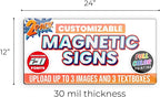2-Pack,12"x24" Custom Magnet Signs in Full Color for Business and Advertising, 30 mil Customized Vinyl Car Magnets, Personalized Magnetic Sheets for Company Storefront & Vehicles (Rounded Corners)