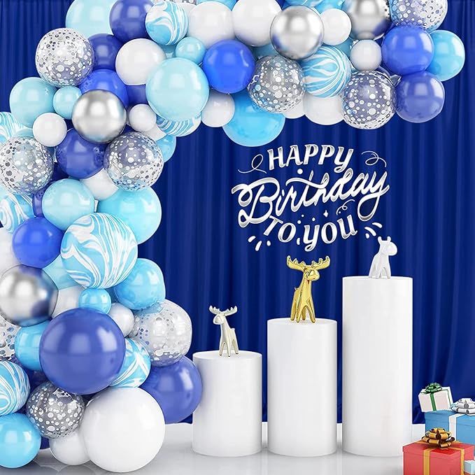 Royal Blue Backdrop Curtains for Party Stage Wedding Ceremony Light Filtering Curtains Photography Backdrop for Baby Showers Rod Pocket Home Sliding Door Decoration, 5ft x 7ft, 2 Panels