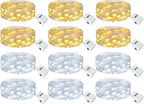 kolpop 12 Pack LED Fairy Lights Battery Operated, Mini Twinkle String Lights Battery Powered Waterproof for Christmas Mason Jars Party,2 Colors