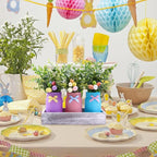 DIYDEC 3PCS Easter Mason Jars 3 * 5Inch Easter Painted Tiered Tray Decorative Jars with Wood Tray &Artificial Flowers Farmhouse Bottles for Holiday Spring Home Table Centerpiece Decor Gifts