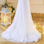 10x10ft White Tulle Backdrop Curtain with Lights String for Parties Wedding Twinkle Sheer Backdrop Curtains for Bridal Shower Birthday Party Baby Shower Photo Booth Decorations