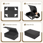 Rinrda 5 Pack Large Black Gift Box,13.75"x9"x4.5", Gift Boxes with Magnetic Lids for Presents Closure Gift Packing for Birthday,Christmas, Halloween,Wedding,Bridal Gifts,Mother's Day Gift Packging