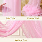 Wedding Arch Draping Fabric Backdrop 1 Panel 30" x 19Ft Pink Drapes Curtains for Wedding Reception Sheer Tulle Backdrop Curtain for Ceremony Birthday Party Baby Shower Arbor Ceiling Decorations