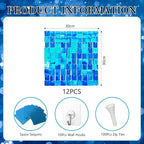 12PCS Colorful Lake Blue Shimmer Wall Backdrop, Square Sequin Photo Backdrops Panel, Glitter Wall Background for Birthdays, Weddings, Christmas, Engagements, Disco Bachelorette Party Decor (3FTx4FT)