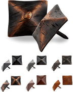 50 Pack 1.25" Square Head Iron Clavos Decorative Nails – Oil Rubbed Bronze – Handmade Rustic Square Fasteners for Farmhouse Shutters, Barn Doors, Shutters, Gates – Ornamental Wood Accent