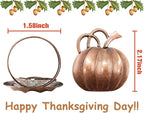 Halatool Pumpkin Napkin Rings Set of 12, Alloy Fall Napkin Rings Thanksgiving Halloween Dinner Tables Holders for Thanksgiving Weddings Holidays Gathering Dinner Party (Bronze)
