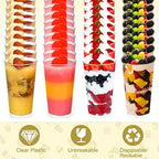 CHENGU 3 Oz Dessert Cups with Spoons Mini Shooter Cups Small Round Tableware for Parfait Appetizer Pudding Tasting for Event Festival Birthday Party Supplies(150 Pieces)