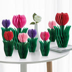 SUNBEAUTY 8 PCS Flower Honeycomb Decoration - Red Tulip Decor for Mother's Day and Spring - Table Centerpieces
