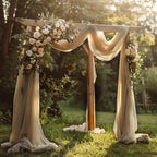 Wokceer Nude 6 Panels 28.7" x 20FT Sheer Fabric Drapes Backdrop Arch Draping Fabric for Wedding Ceremony Birthday Party Bridal Shower Decoration