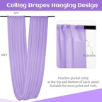 6 Panels Lilac Wedding Ceiling Drapes 5ftx20ft Ceiling Drapes Chiffon Fabric Arch Draping Sheer Curtains Soft Drapery Draping Wedding Ceiling Decorations for Party Ceremony Stage Swag