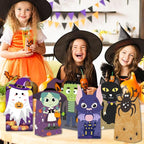 Tikitup Halloween Treat Bags-24pcs Trick or Treat Goody Bags with 24pcs Stickers,Mini Paper Gift Bags for Treats Snacks, Goodie Bags Party Supplies, Holiday Pastries Supplies