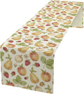 Vintage Spring Summer Fruit Table Runner Watercolor Pear Strawberry Leaves Dinner Runner for Farmhouse Party Holiday Home Kitchen Dining Table Decor 13x120