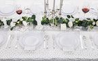 Festiva 176Pcs Silver Plastic Christmas Plates - Party Plates and Cups and Napkins Sets: 25Dinner Plates 25Dessert Plates 25Cups 25 Cutlery 25 Napkins 1Tablecloth for New Year Party&Wedding&Christmas
