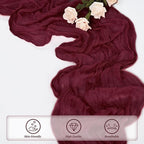 Burgundy 20 Pack Cheesecloth Table Runner 10FT Rustic Gauze Cheese Cloth Table Runner for Wedding Bridal Baby Shower Table Decor 20 x 120 Inch Long Boho Fabric Sheer Birthday Party Table Decorations