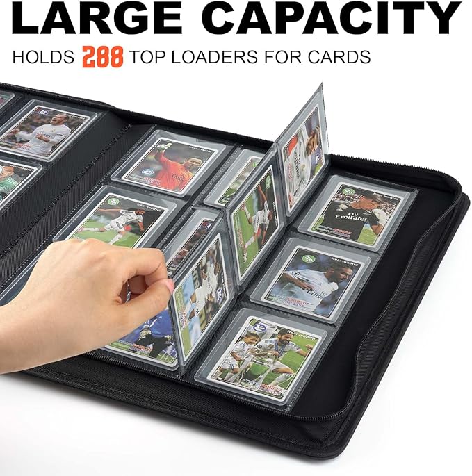 Toploader Binder with 9-Pocket Pages, Holds 288 "3×4" Rigid Toploader Hard Cases, Card Holder for Collectible Cards or Sports Cards, Durable Sleeves for Storage & Display (Red)